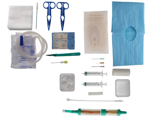 Complete tray for thoracic drainage