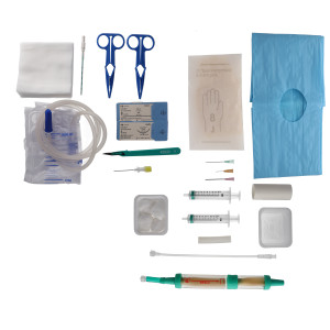 Complete tray for thoracic drainage